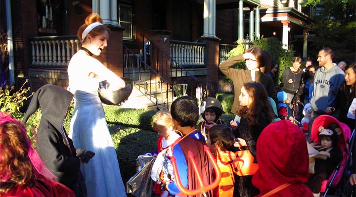 Children trick or treating on Halloween 2024